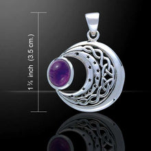 Load image into Gallery viewer, Moon Necklace, Celtic Jewelry, Crescent Moon Pendant, Amethyst Necklace, Celtic Moon Pendant, Anniversary Gift, Celestial Jewelry, Mom Gift
