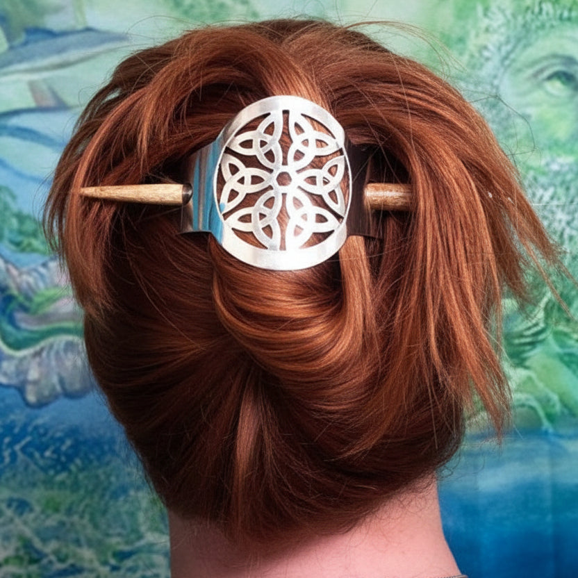 Elegant Trinity Knot Hair Slide - Celtic Crystal Design Jewelry — view 6