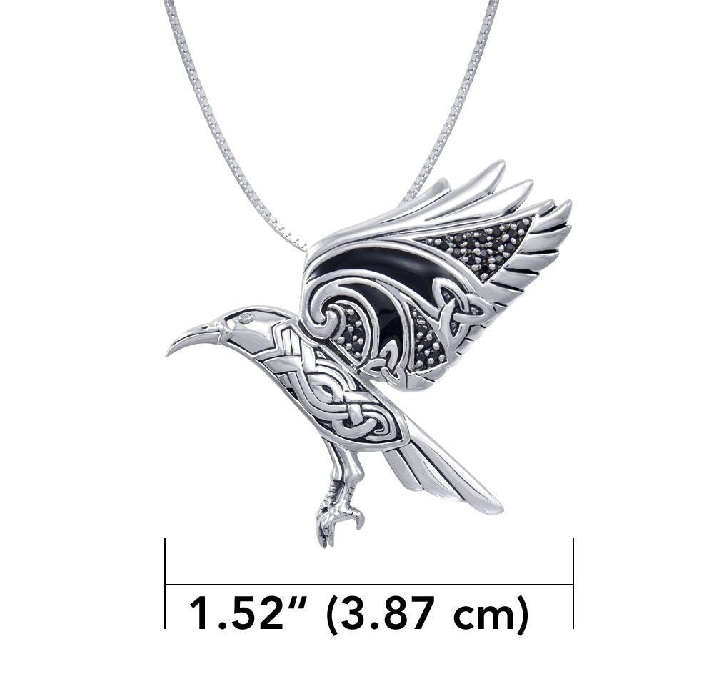 Ashild Raven Celtic Necklace in Sterling Silver — view 9
