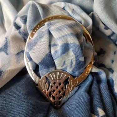 Load image into Gallery viewer, Celtic Thistle Scarf Ring - Handmade in Scotland
