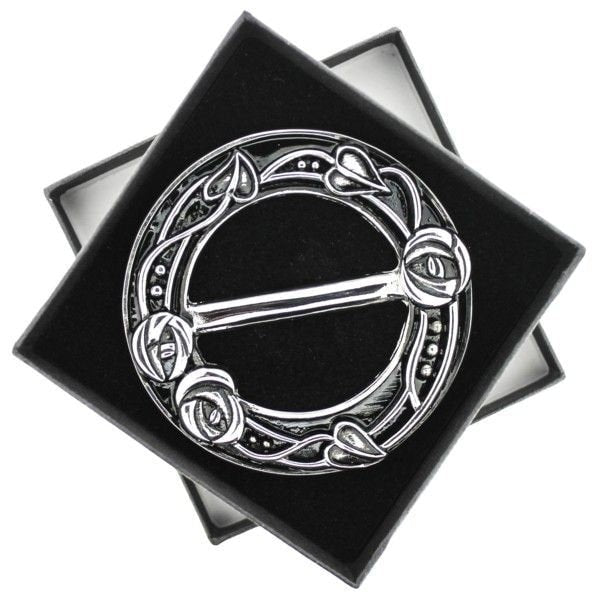 Celtic Roses Scarf Ring, Scotland Jewelry, Mackintosh Jewelry, Flower Jewelry, Celtic Jewelry, Mom Gift, Wife Gift, Celtic Scarf Slide