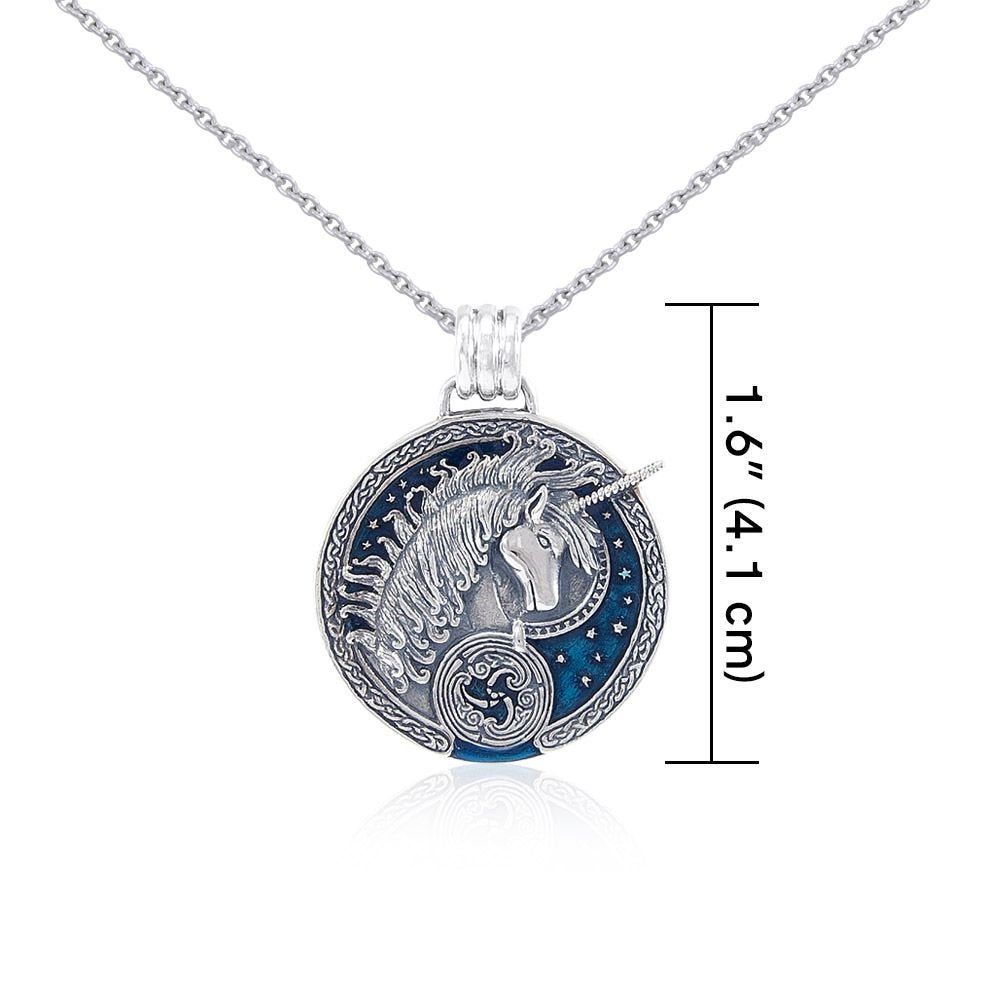 Celtic Unicorn Necklace in Sterling Silver
