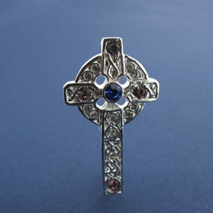 Celtic Cross Crystal Brooch