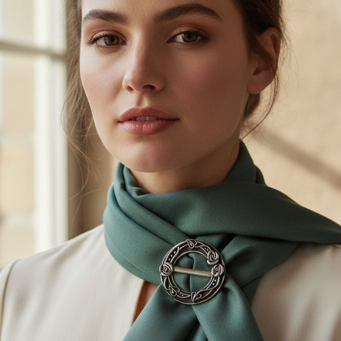 Celtic Roses Scarf Ring, Scotland Jewelry, Mackintosh Jewelry, Flower Jewelry, Celtic Jewelry, Mom Gift, Wife Gift, Celtic Scarf Slide