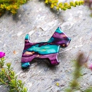 Dog Scottish Brooch, Dog Lover Gift, Scotland Jewelry, Dog Pin, Scarf Pin, Heathergem Pin, Dog Jewelry, Scottish Terrier Gift, Scotland Pin