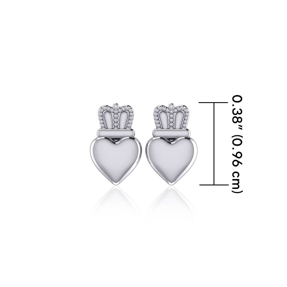 Dorcas Irish Claddagh Earrings in Sterling Silver — view 8
