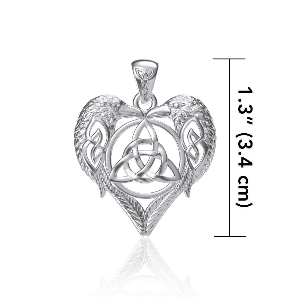 Celtic Raven Lovers Necklace in Sterling Silver — view 9