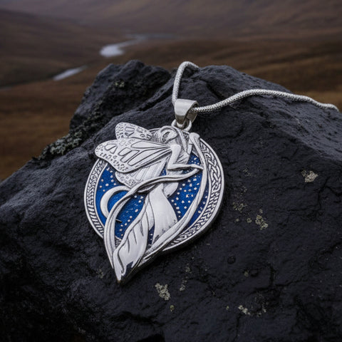 Load image into Gallery viewer, Blue Moon Fairy Necklace in Sterling Silver

