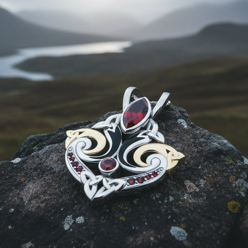 Celtic Triquetra Gemstone Necklace in Sterling Silver