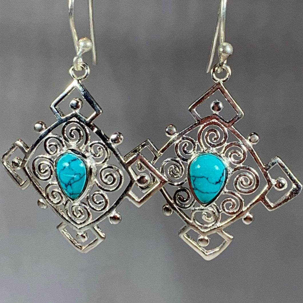 Celtic Spiral Turquoise Earrings
