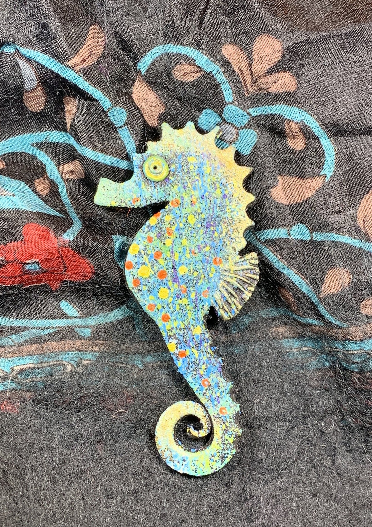 Colorful Seahorse Brooch — view 3