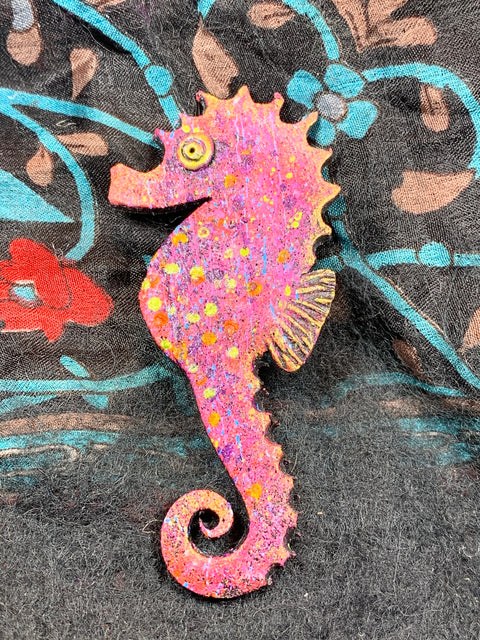 Load image into Gallery viewer, Colorful Seahorse Brooch
