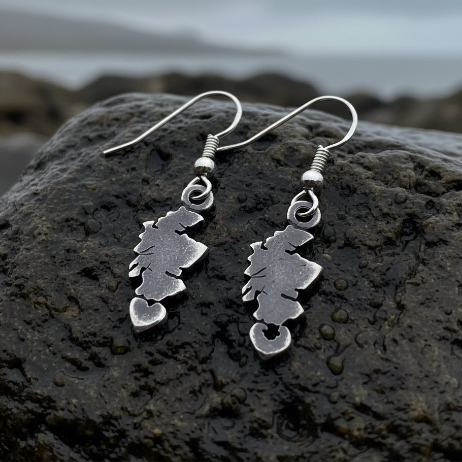 Scotland Map Earrings - Handmade in Scotland in sterling silver