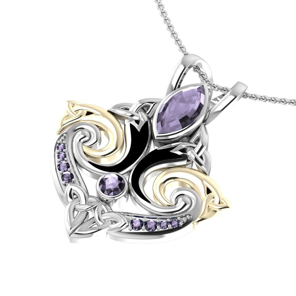 Celtic Triquetra Gemstone Necklace in Sterling Silver — view 12