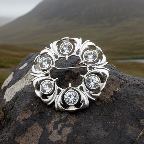 Crystal Celtic Thistle Brooch - Handmade in Scotland — view 6