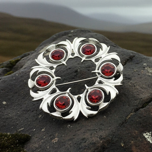 Crystal Celtic Thistle Brooch - Handmade in Scotland