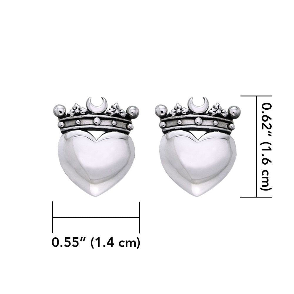 Traditional Irish Claddagh earrings symbolizing love, loyalty and friendship. Sterling silver Irish jewelry Celtic Crystal Designs