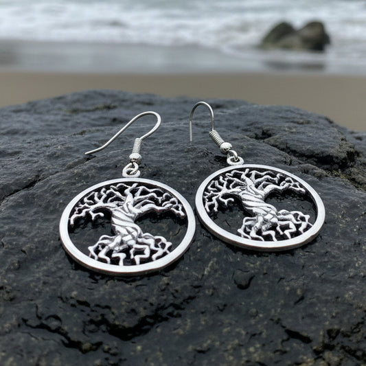 Deep Roots Tree of Life Earrings in Sterling Silver