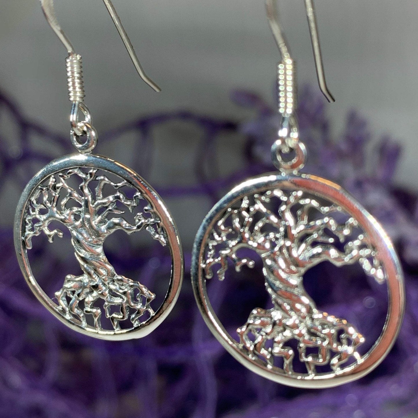 Deep Roots Tree of Life Earrings in Sterling Silver — view 3