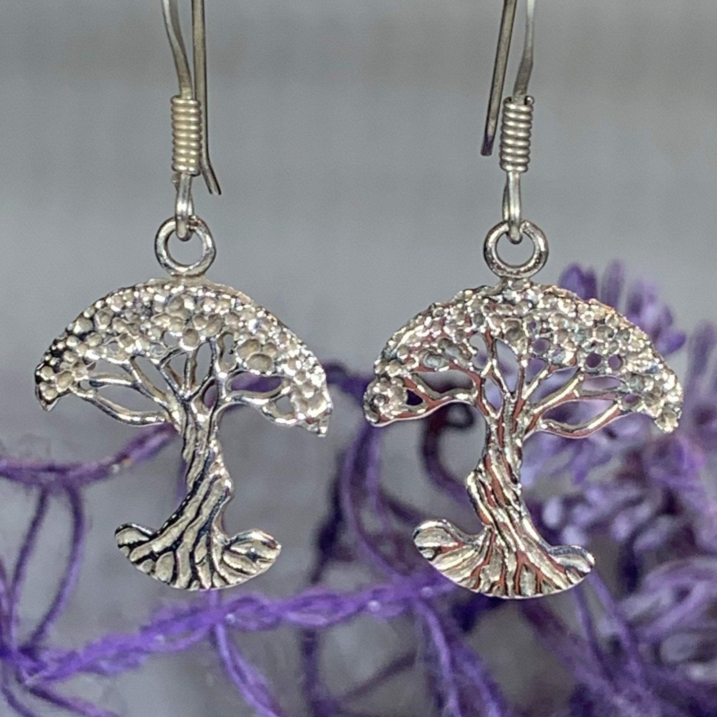 Sterling Silver Tree of Life Earrings — view 5