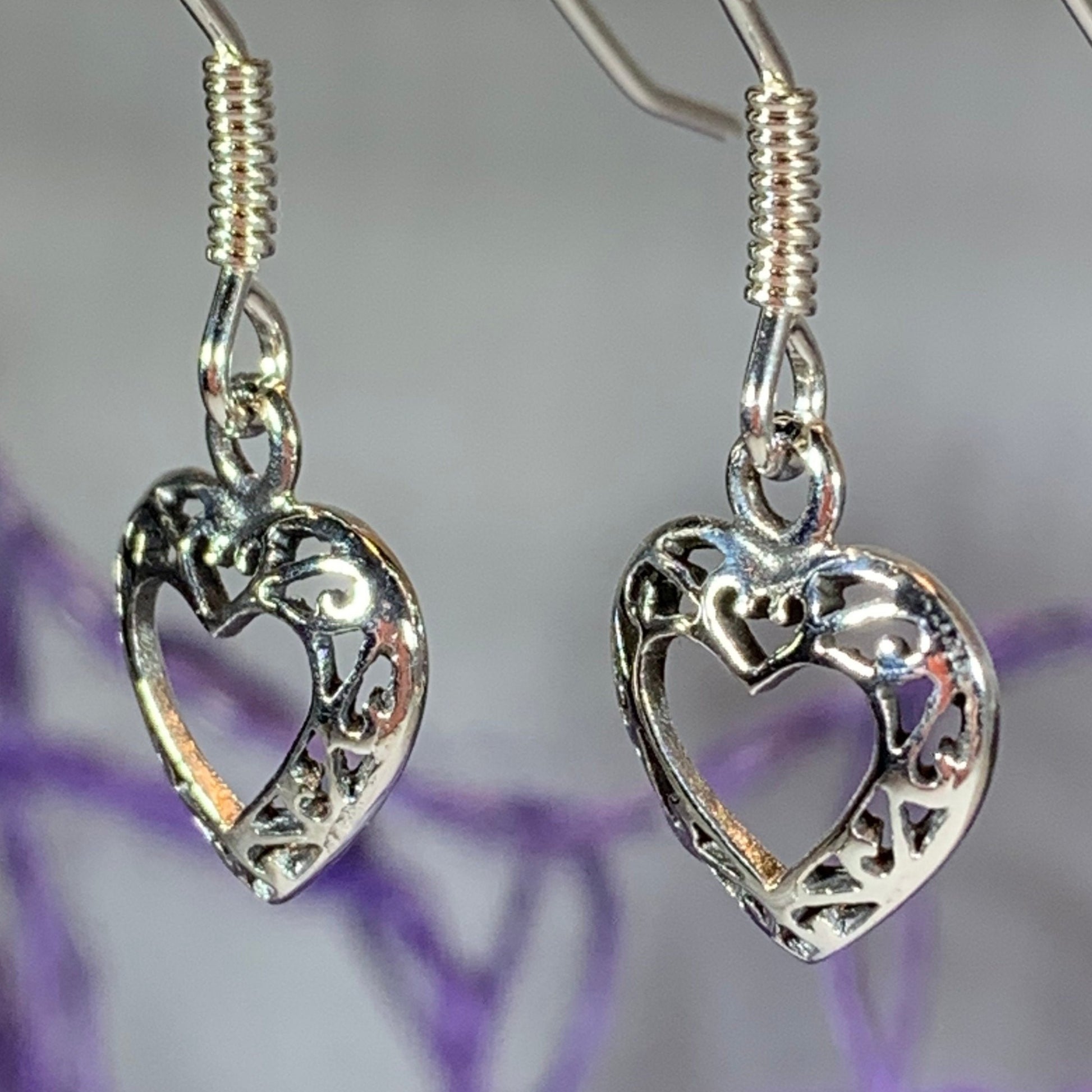 Petite Heart Earrings in sterling silver