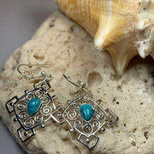 Load image into Gallery viewer, Celtic Spiral Turquoise Earrings
