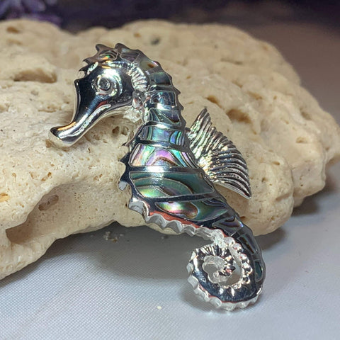 Load image into Gallery viewer, Abalone Seahorse Necklace
