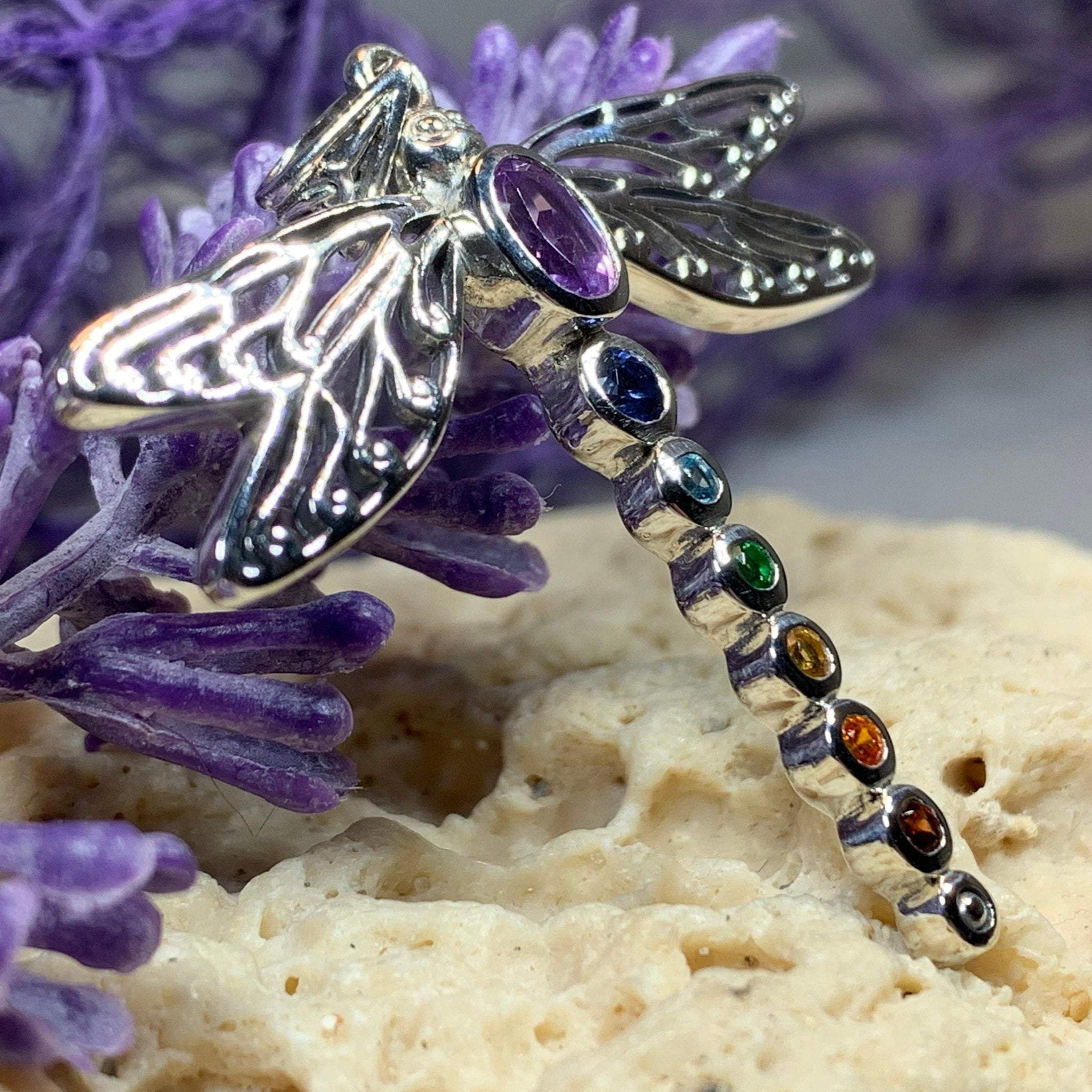 Chakra Dragonfly Necklace – Celtic Crystal Design Jewelry