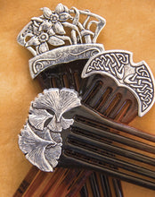 Load image into Gallery viewer, Gingko Hair Stick, Celtic Barrette, Irish Jewelry, Pagan Jewelry, Friendship Gift, Wiccan Jewelry, Norse Jewelry, Hair Slide Barrette
