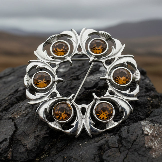 Crystal Celtic Thistle Brooch - Handmade in Scotland — view 8