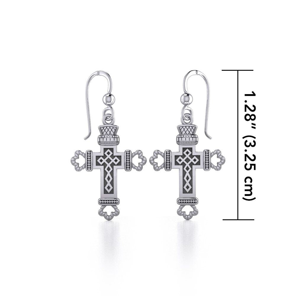 Celtic Cross Earrings in Sterling Silver