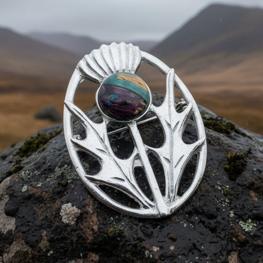 Scottish Heathergems Thistle Brooch - Handmade in Scotland