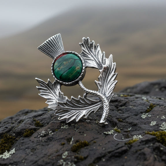 Pewter Heathergems Thistle Brooch - Handmade in Scotland — view 8