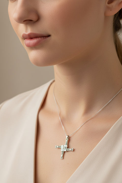 Load image into Gallery viewer, Marcasite Irish Saint Brigid's Cross Necklace
