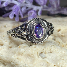 Load image into Gallery viewer, Celtic Knot Ring, Celtic Jewelry, Irish Jewelry, Amethyst Ring, Irish Ring, Irish Dance Gift, Anniversary Gift, Bridal Ring, Wiccan Gift
