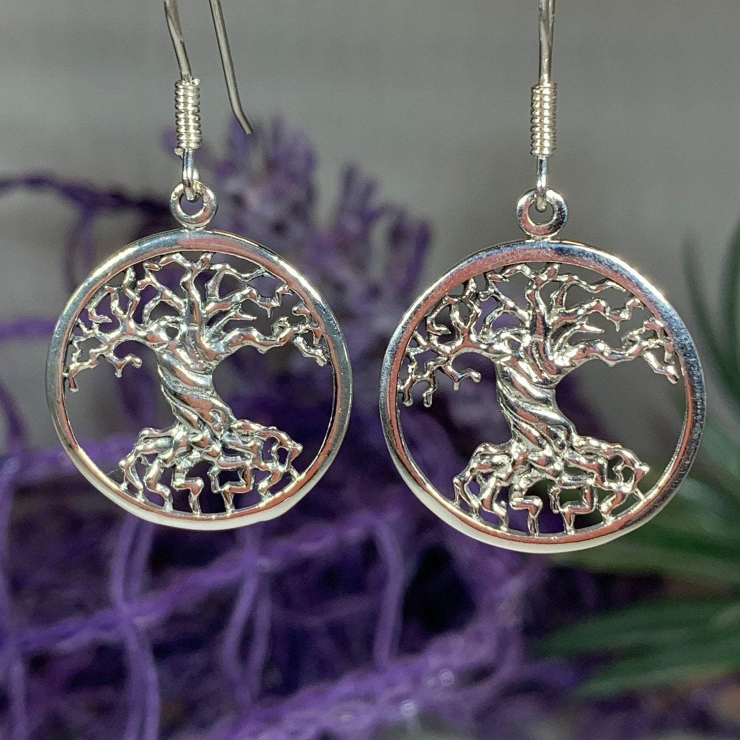 Deep Roots Tree of Life Earrings in Sterling Silver — view 5