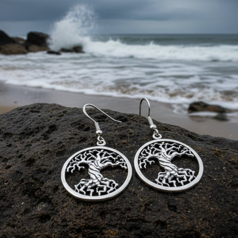 Deep Roots Tree of Life Earrings in Sterling Silver — view 4