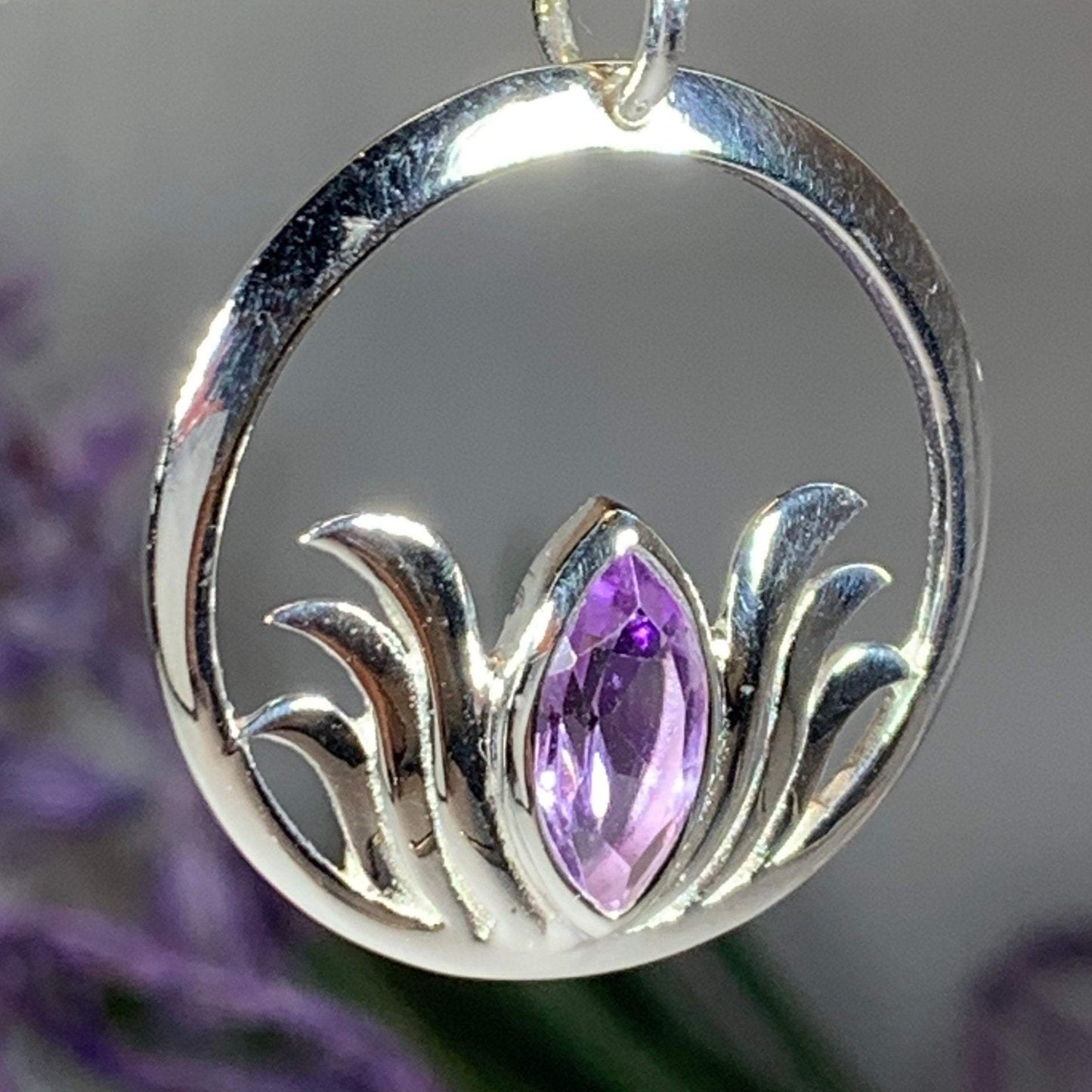 Lotus Amethyst Necklace — view 4
