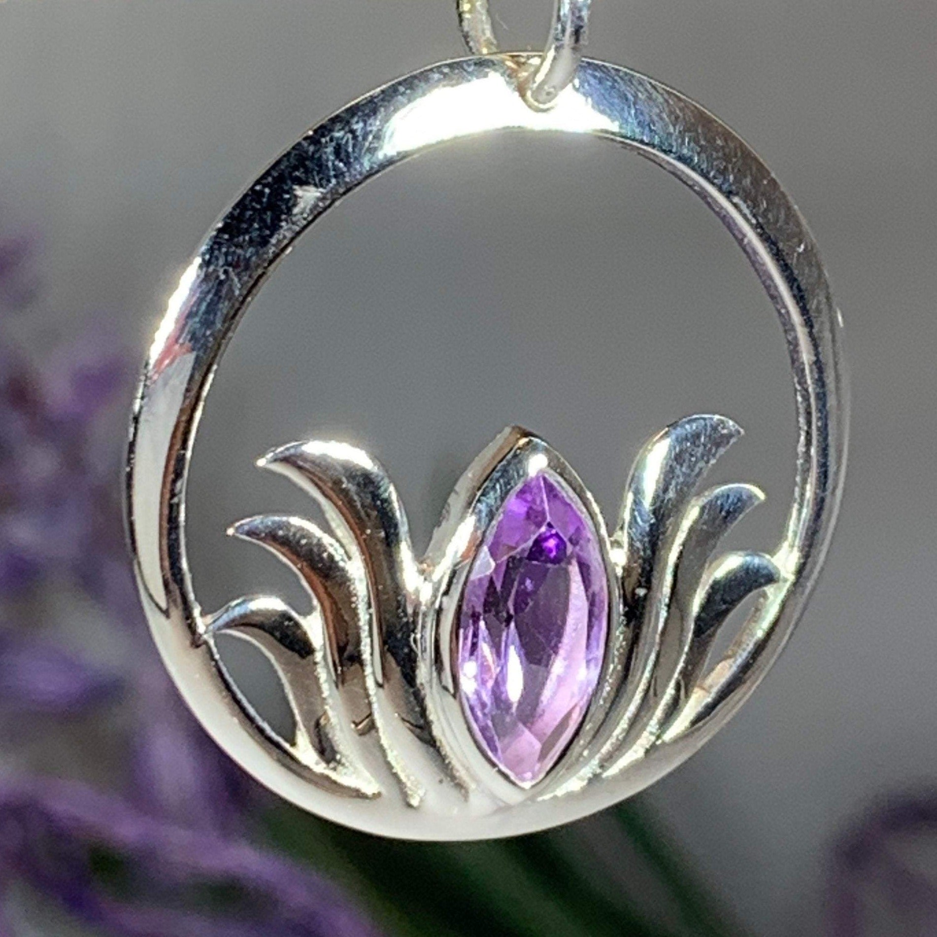 Lotus Amethyst Necklace — view 4