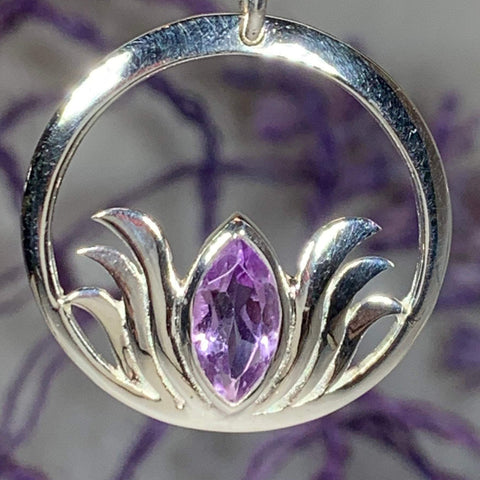 Load image into Gallery viewer, Lotus Amethyst Necklace
