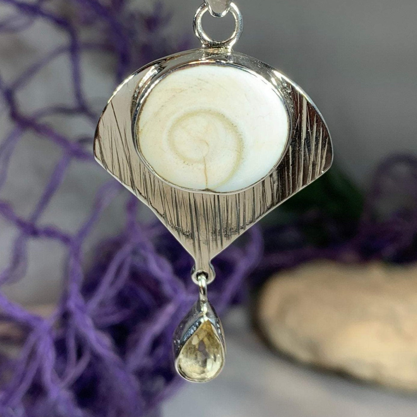 Shiva Shell Citrine Necklace in sterling silver
