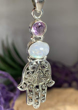 Load image into Gallery viewer, Hamsa Hand Moonstone Necklace
