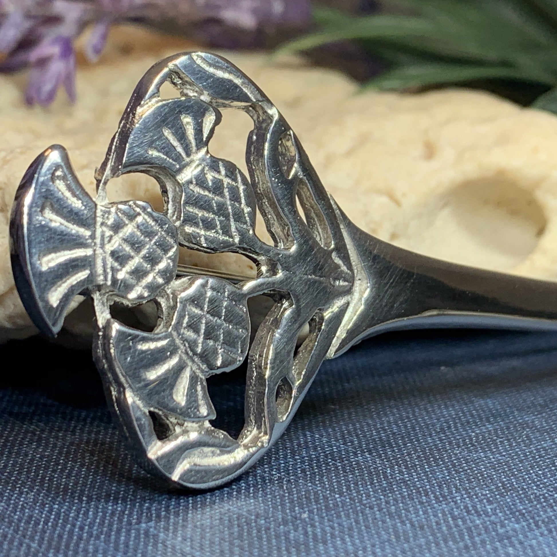 Euan Thistle Sprig Kilt Pin - Handmade in Scotland — view 6