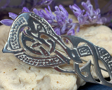 Load image into Gallery viewer, Celtic Dragon Kilt Pin - Handmade in Scotland
