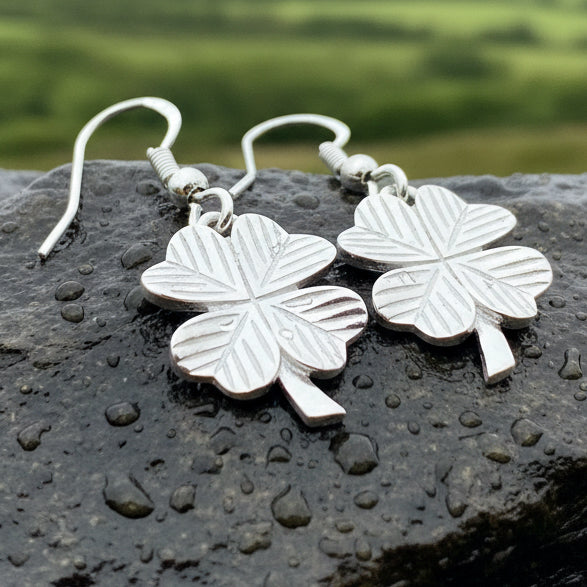 Wee Shamrock Silver Earrings in sterling silver