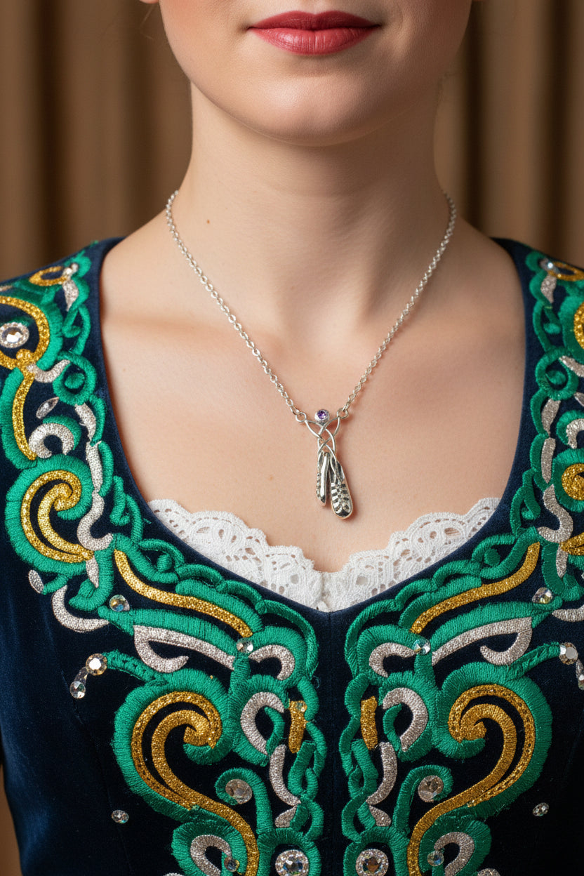 Kassidy Irish Dance Shoes Necklace in Sterling Silver — view 2