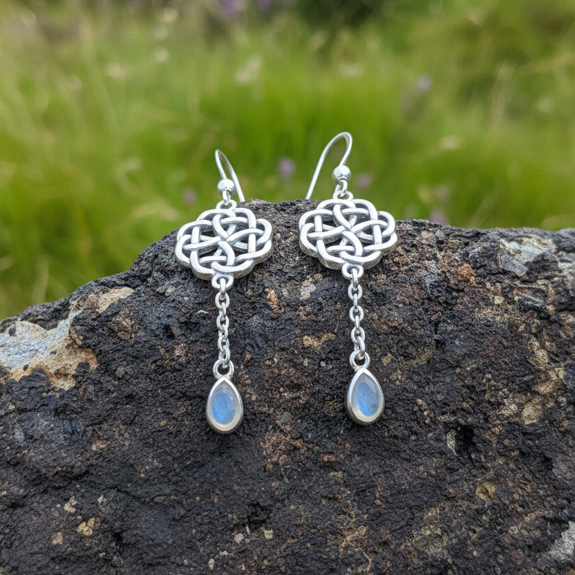 Kate Celtic Knot Earrings in Sterling Silver — view 5
