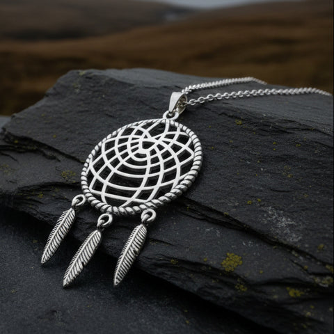 Load image into Gallery viewer, Dreamcatcher Necklace in Sterling Silver
