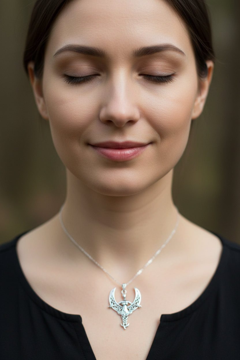 Celtic Moon Goddess Necklace in Sterling Silver