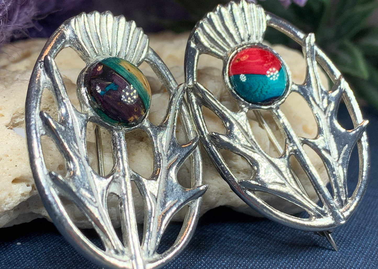 Scottish Heathergems Thistle Brooch - Handmade in Scotland — view 9